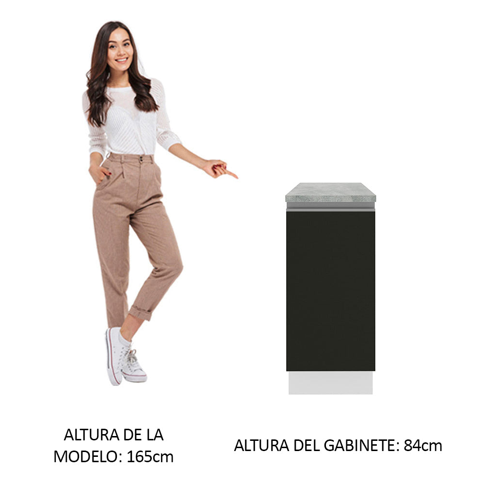Bajo Mesada Madesa Glamy 35 x 60 cm 1 Puerta (Con Mesada) Blanco/Negro