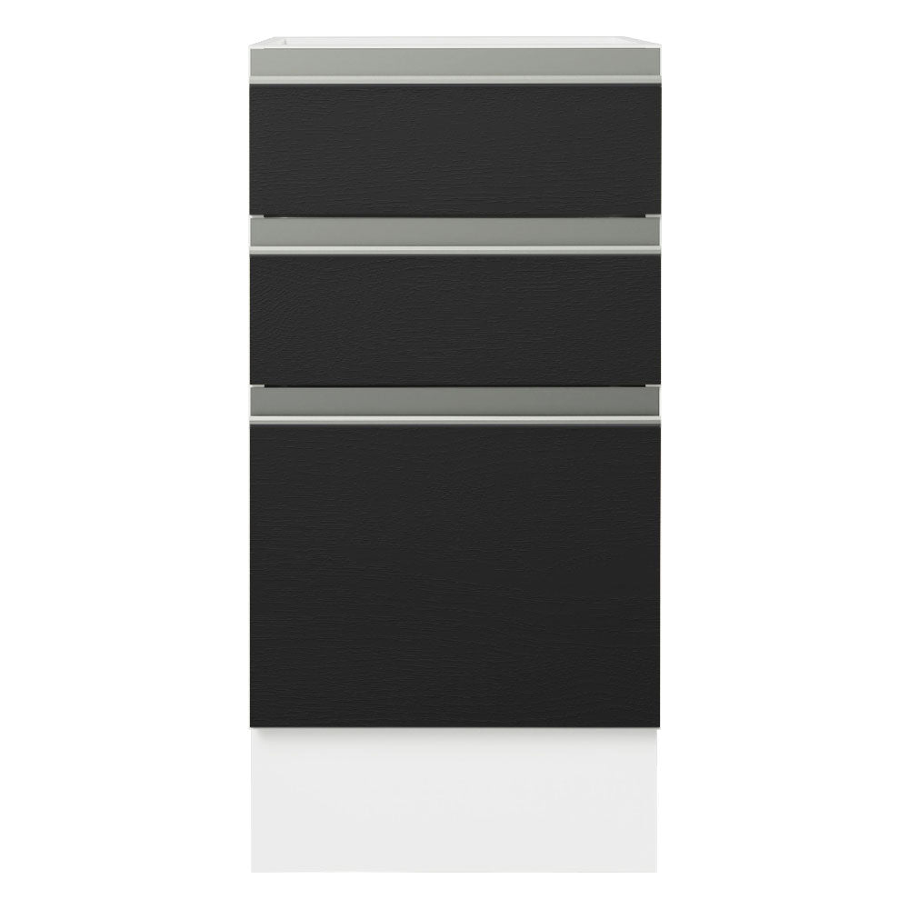 Bajo Mesada Cocina 40 x 60 cm 3 Cajones (Sin Mesada) Blanco/Negro Glamy Madesa