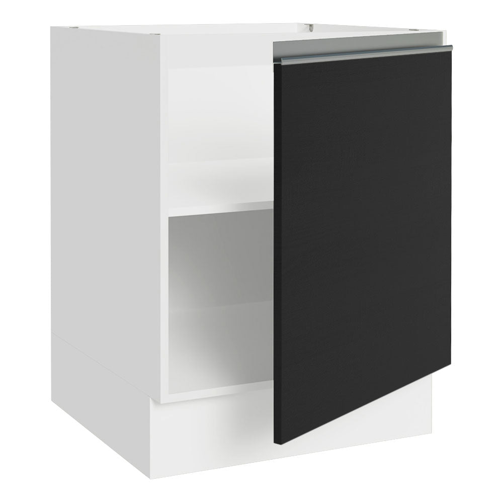 Bajo Mesada Cocina 60 x 60 cm 1 Puerta (Sin Mesada) Blanco/Negro Glamy Madesa
