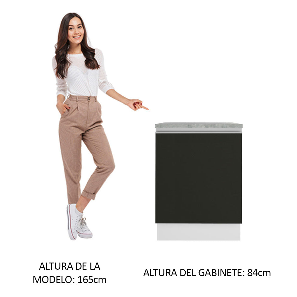 Bajo Mesada Madesa Glamy 60 x 60 cm 1 Puerta (Con Mesada) Blanco/Negro