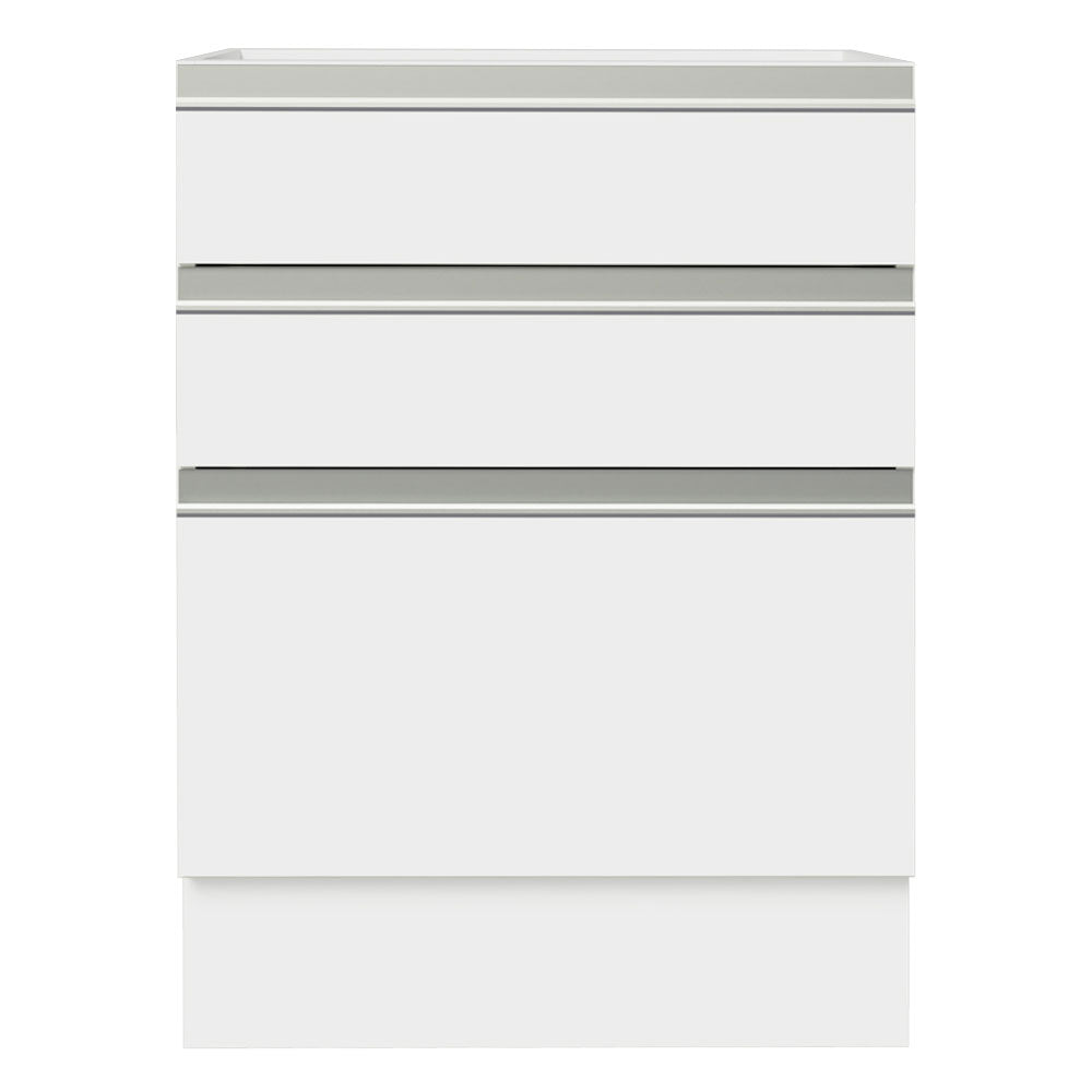 Bajo Mesada Cocina 60 x 60 cm 3 Cajones (Sin Mesada) Blanco Glamy Madesa