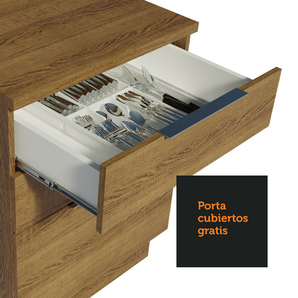 Bajo Mesada Cocina 60 x 60 cm 3 Cajones (Sin Mesada) Marrón Stella Madesa