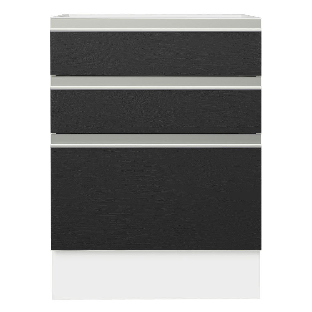 Bajo Mesada Cocina 60 x 60 cm 3 Cajones (Sin Mesada) Blanco/Negro Glamy Madesa
