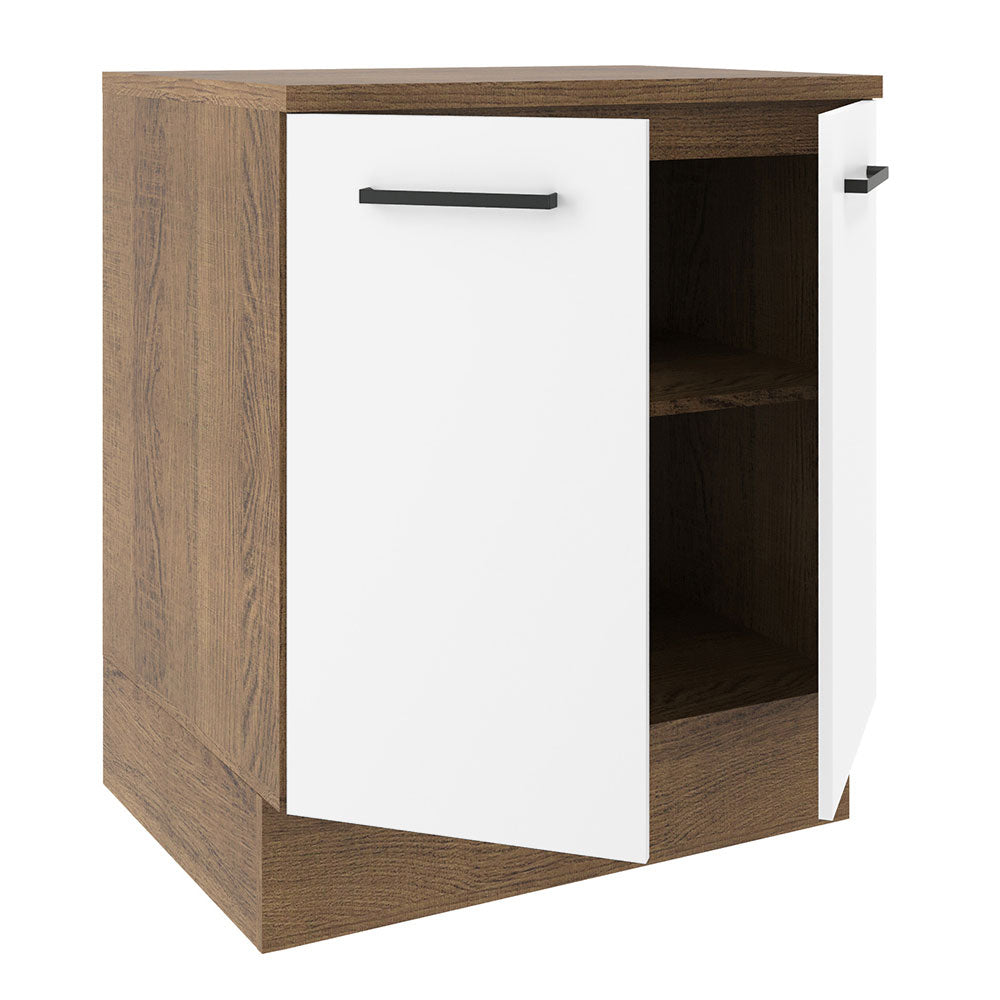 Bajo Mesada Cocina 70 x 60 cm 2 Puertas (Con Mesada) Marrón/Blanco Agata Madesa