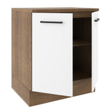 Bajo Mesada Cocina 70 x 60 cm 2 Puertas (Con Mesada) Marrón/Blanco Agata Madesa