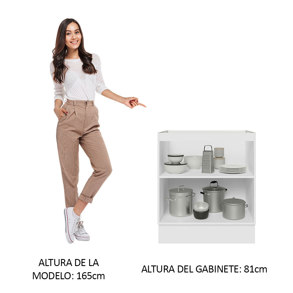 Bajo Mesada Cocina 70 x 60 cm 2 Puertas (Sin Mesada) Blanco/Negro Glamy Madesa