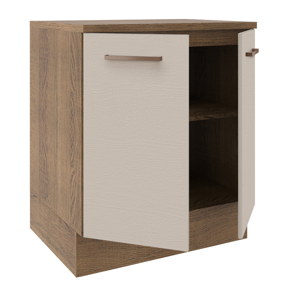 Bajo Mesada Cocina 70 x 60 cm 2 Puertas (Con Mesada) Marrón/Crema Agata Madesa