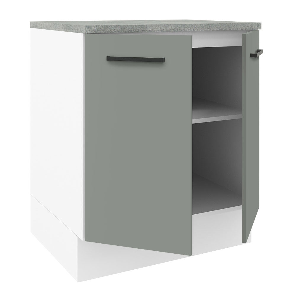 Bajo Mesada Cocina 70 x 60 cm 2 Puertas (Con Mesada) Blanco/Gris Agata Madesa