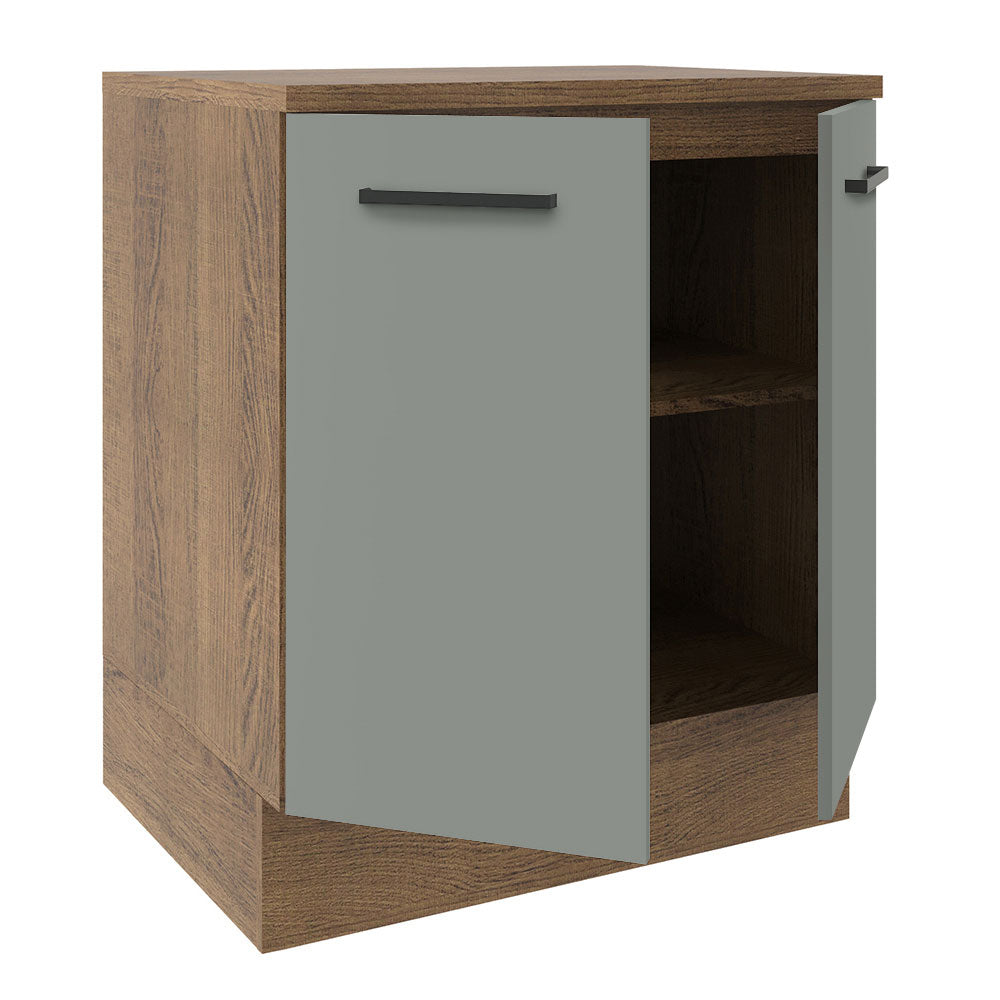 Bajo Mesada Cocina 70 x 60 cm 2 Puertas (Con Mesada) Marrón/Gris Agata Madesa