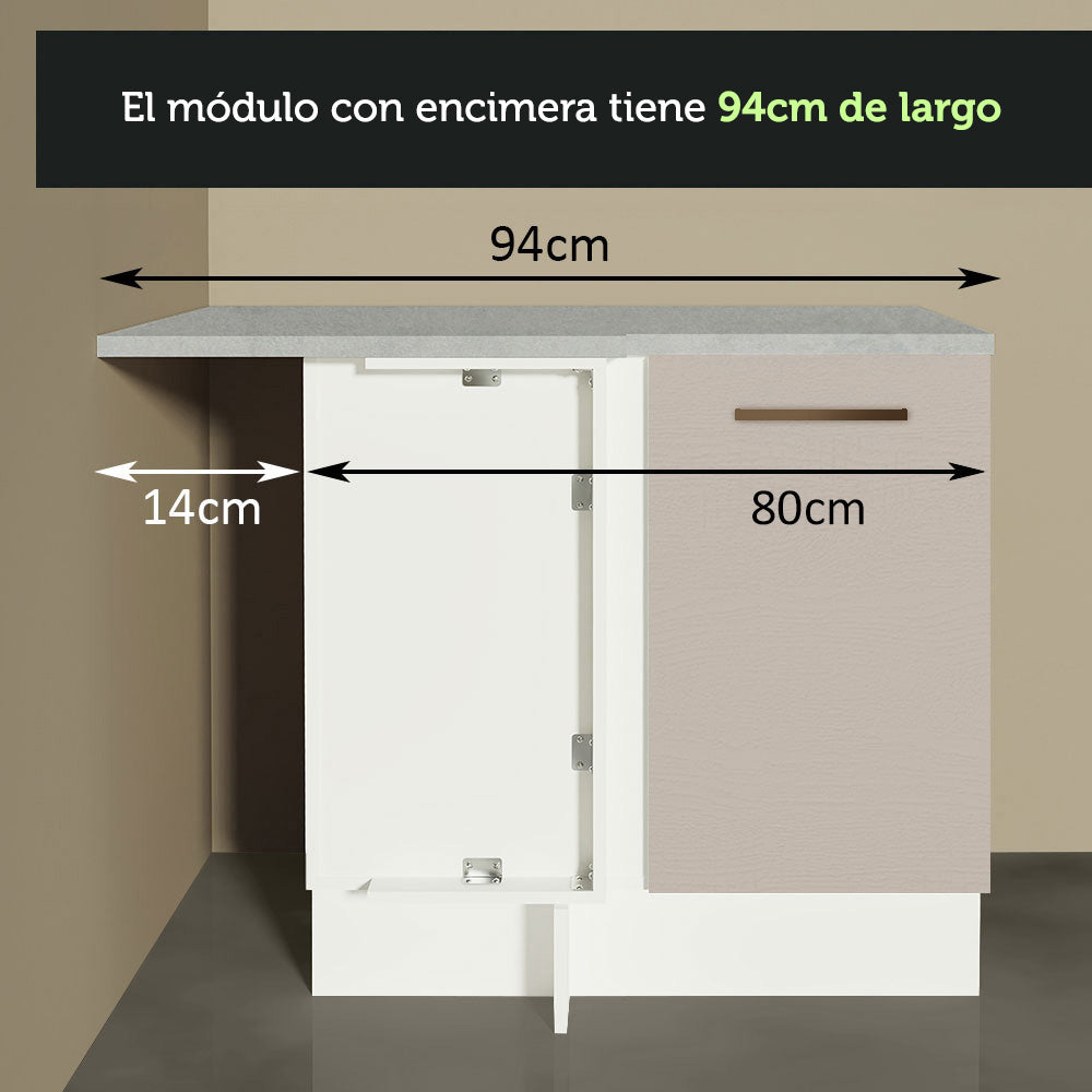 Bajo Mesada 102 cm x 64 cm, 1 Puerta Agata Blanco/Crema