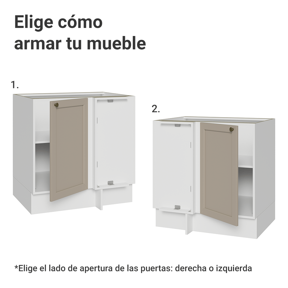 Bajo Mesada Esquinero para Línea de 60 cm Profundidad (Sin Mesada) Blanco/Crema Vik Madesa