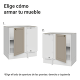 Bajo Mesada Esquinero para Línea de 60 cm Profundidad (Sin Mesada) Blanco/Crema Vik Madesa