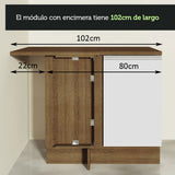 Bajo Mesada Esquinero 1 Puerta 60 cm Profundidad (Sin Mesada) Marrón/Blanco Glamy Madesa