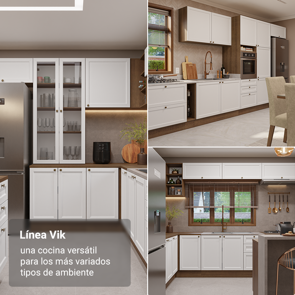 Bajo Mesada esquinero para Linha de 60 cm Profundidade (Sin Mesada) Marrón/Blanco Vik Madesa