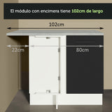 Bajo Mesada Cocina Esquinera 1 Puerta 60 cm Profundidad (Con Mesada) Blanco/Negro Agata Madesa