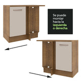 Bajo Mesada Cocina Esquinera 1 Puerta 60 cm Profundidad (Sin Mesada) Marrón/Crema Agata Madesa
