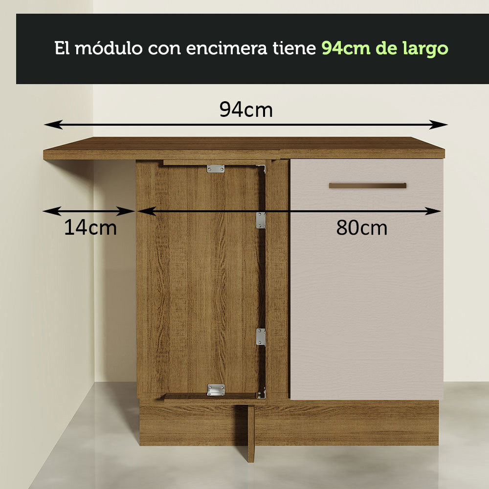 Bajo Mesada 102 cm  x 64 cm, 1 Puerta Agata Marrón/Crema