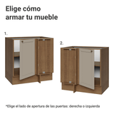 Bajo Mesada Esquinero para Línea de 60 cm Profundidad (Sin Mesada) Marrón/Crema Vik Madesa