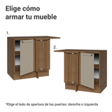 Bajo Mesada Esquinero para Línea de 60 cm Profundidad (Con Mesada) Marrón/Crema Vik Madesa