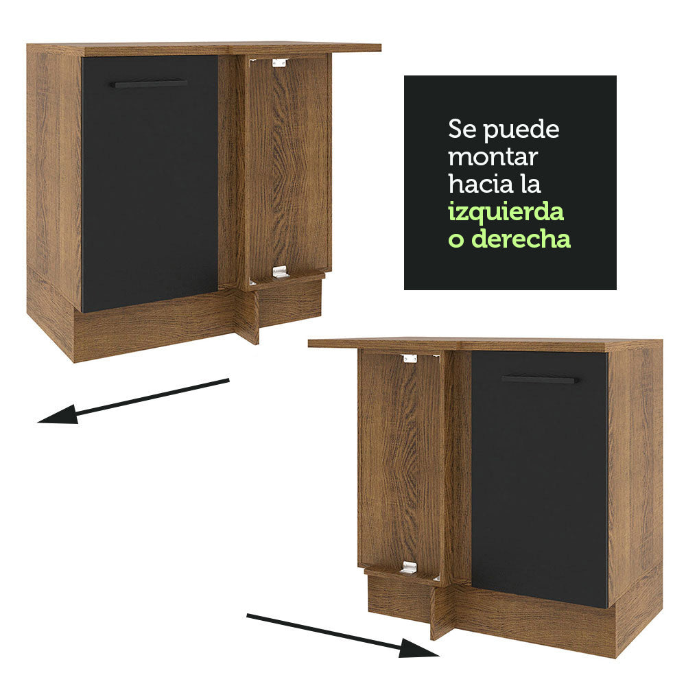 Bajo Mesada Cocina Esquinera 1 Puerta 60 cm Profundidad (Sin Mesada) Marrón/Negro Agata Madesa