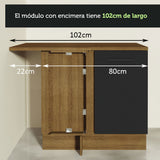 Bajo Mesada Cocina Esquinera 1 Puerta 60 cm Profundidad (Con Mesada) Marrón/Negro Agata Madesa