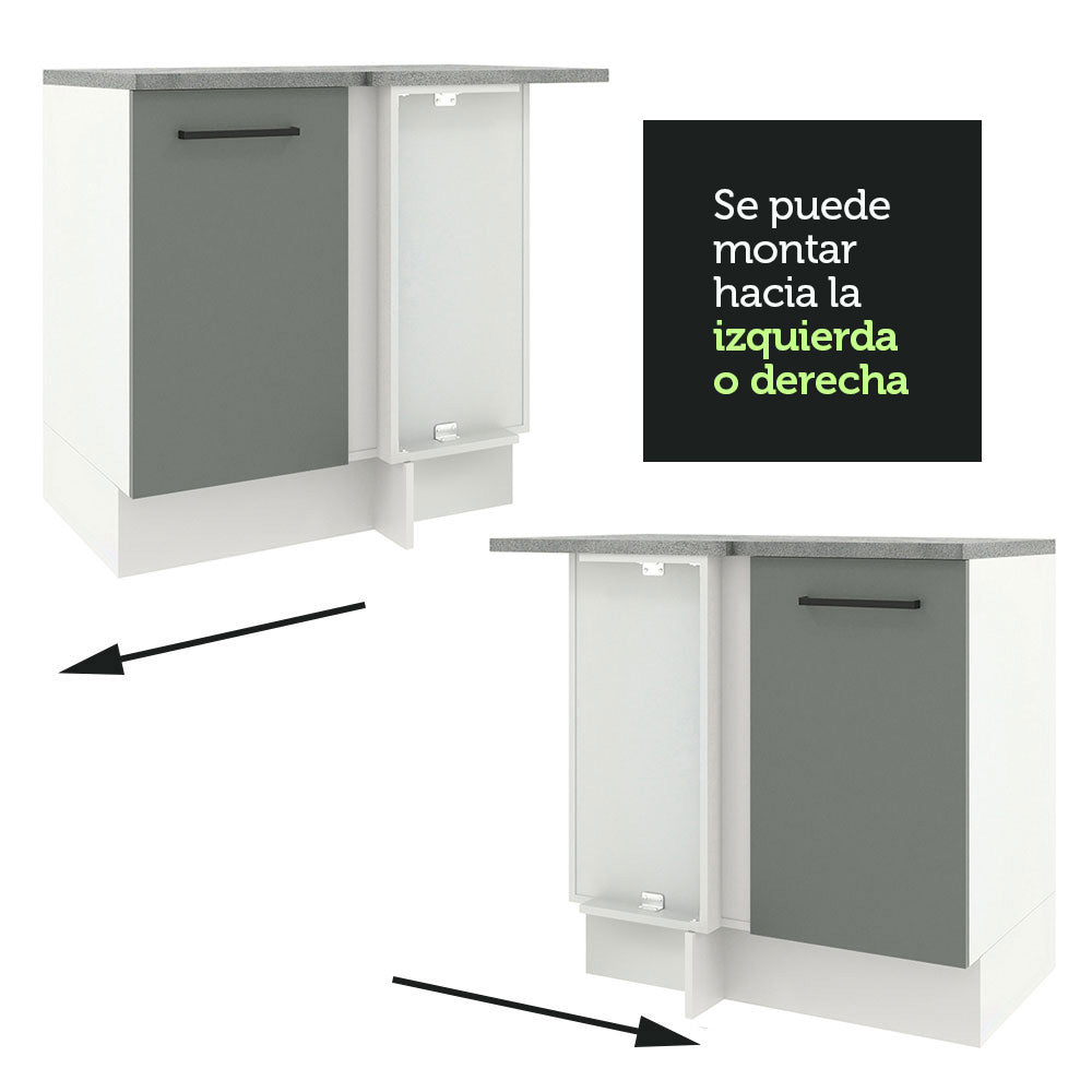 Bajo Mesada 80 cm x 60 cm, Sin cajones 1 Puerta Agata Blanco/Gris
