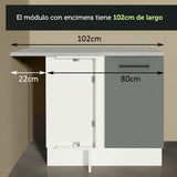 Bajo Mesada Cocina Esquinera 1 Puerta 60 cm Profundidad (Con Mesada) Blanco/Gris Agata Madesa