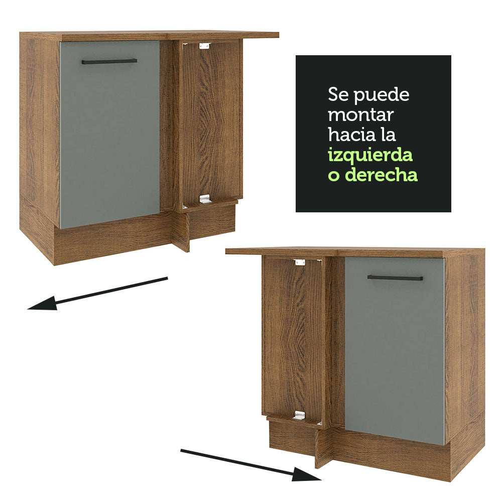 Bajo Mesada Cocina Esquinera 1 Puerta 60 cm Profundidad (Sin Mesada) Marrón/Gris Agata Madesa