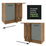 Bajo Mesada Cocina Esquinera 1 Puerta 60 cm Profundidad (Sin Mesada) Marrón/Gris Agata Madesa