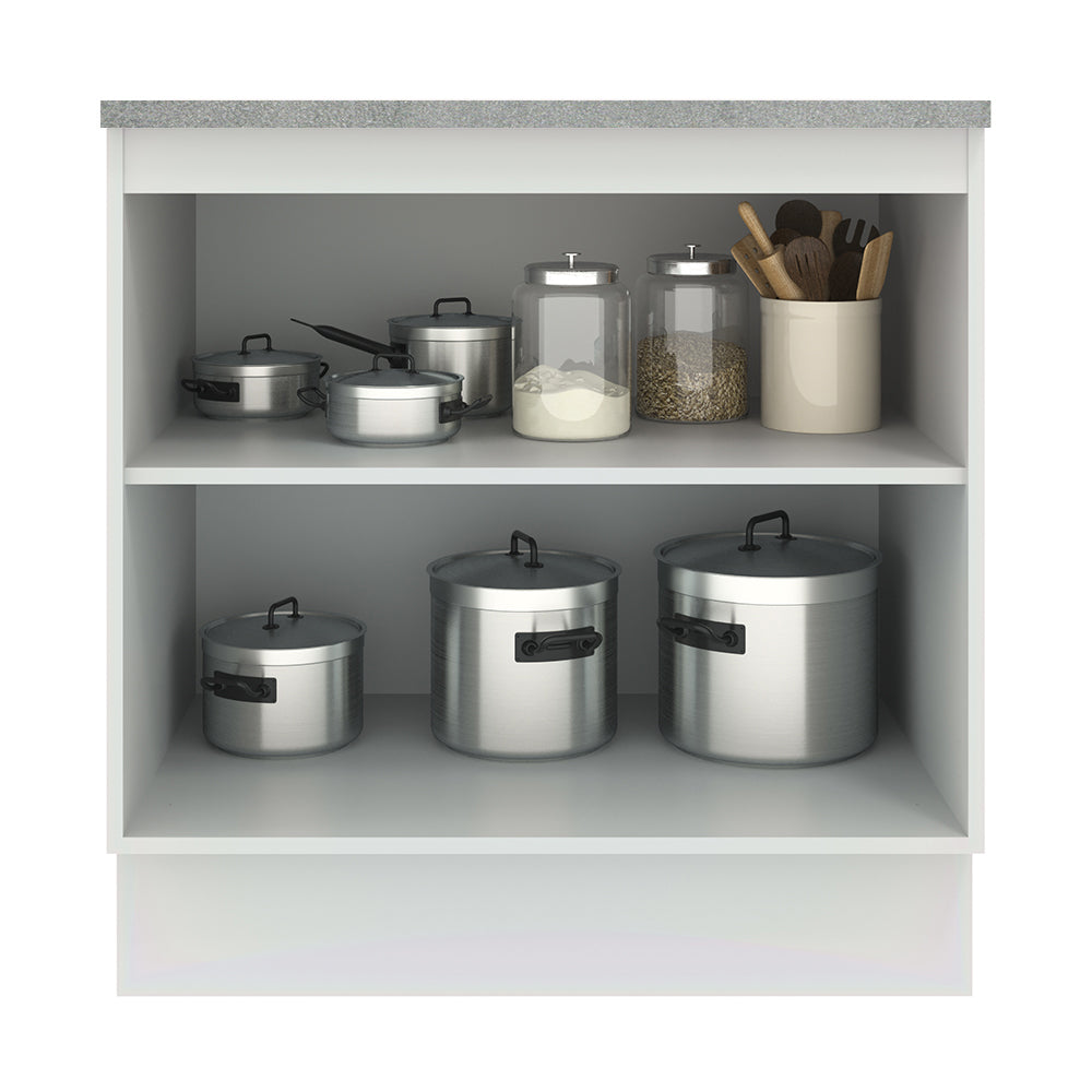 Bajo Mesada Cocina 80 x 60 cm 2 Puertas (Con Mesada) Blanco/Negro Agata Madesa