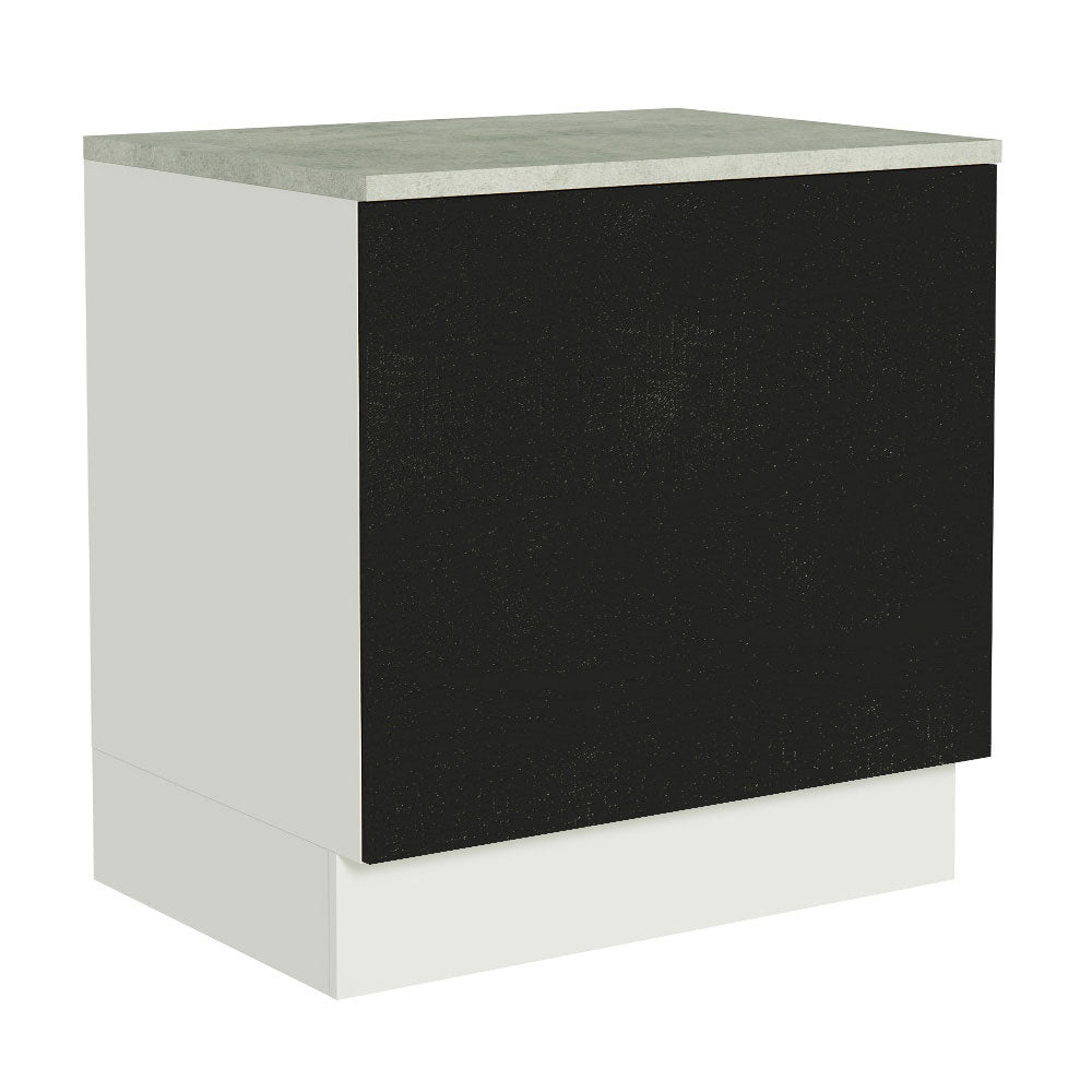 Bajo Mesada Cocina para Horno Empotrado 80 x 60 cm con Mesada Blanco/Negro Agata, Glamy Madesa