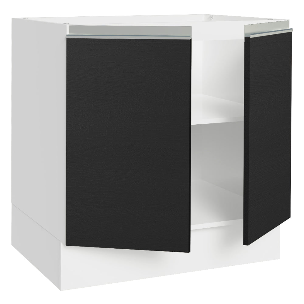 Bajo Mesada Cocina 80 x 60 cm 2 Puertas (Sin Mesada) Blanco/Negro Glamy Madesa