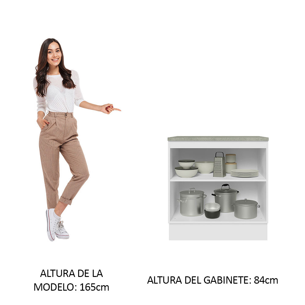 Bajo Mesada Madesa Glamy 80 x 60 cm 2 Puertas (Con Mesada) Blanco/Negro