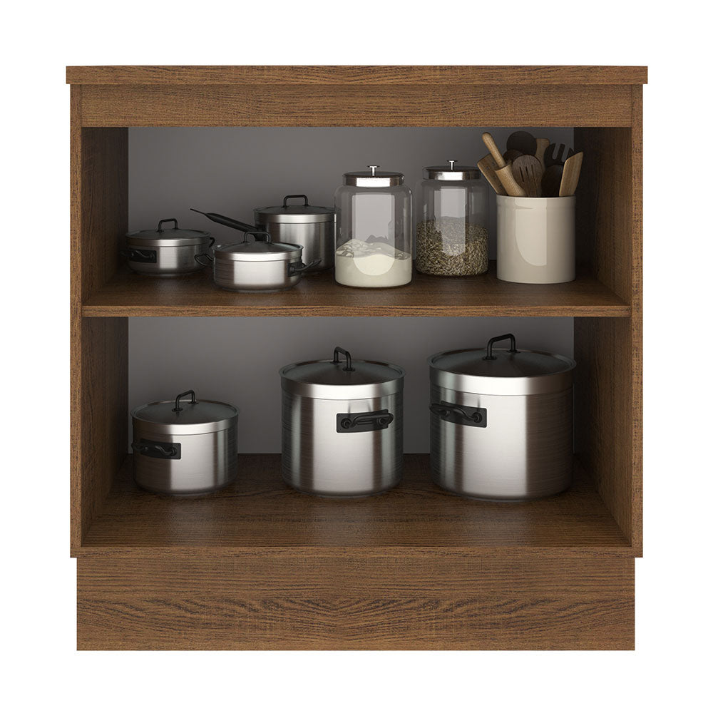 Bajo Mesada Cocina 80 x 60 cm 2 Puertas (Con Mesada) Marrón/Negro Agata Madesa