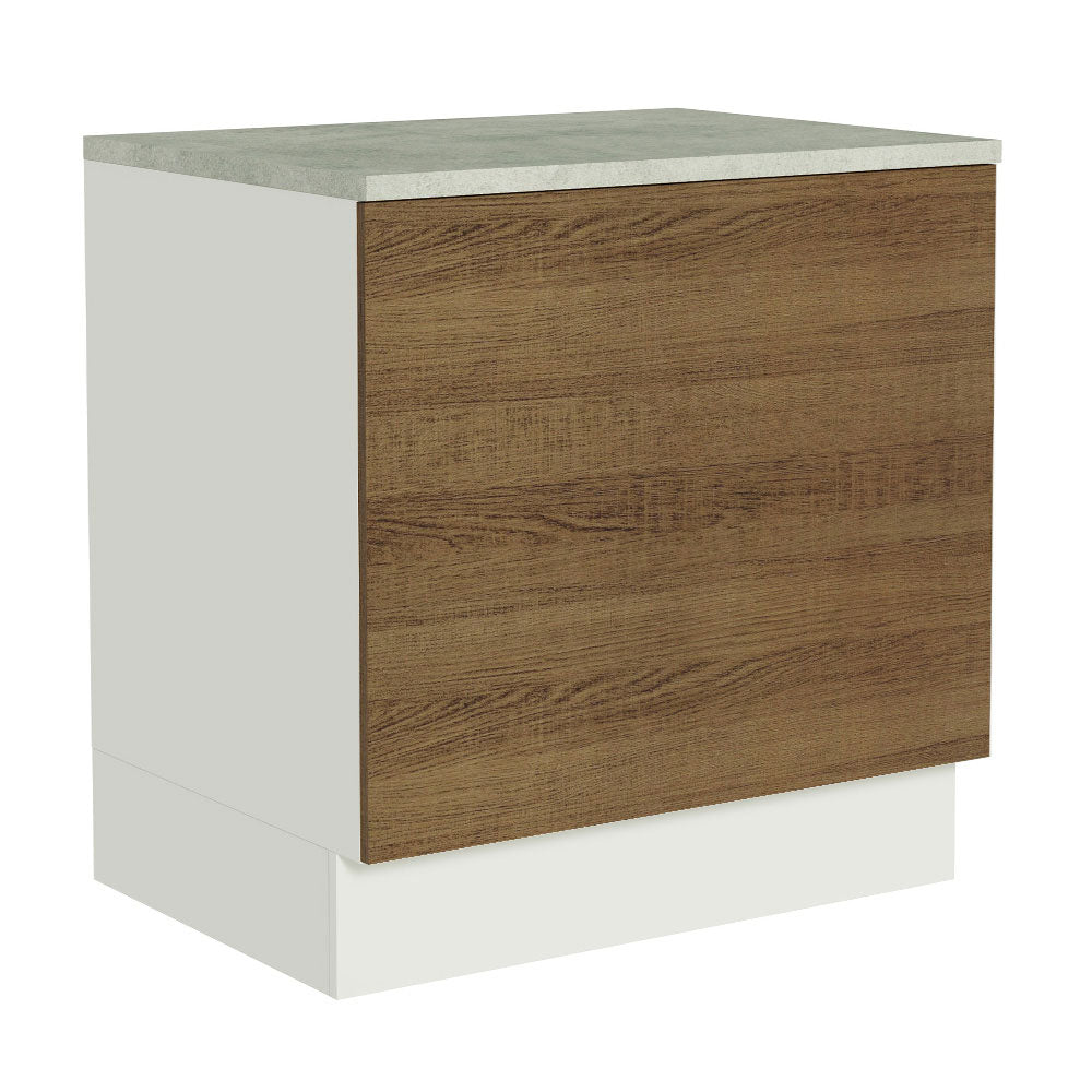 Bajo Mesada Cocina para Horno Empotrado 80 x 60 cm con Mesada Blanco/Marrón Glamy, Stella Madesa