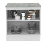 Bajo Mesada Cocina 80 x 60 cm 2 Puertas (Con Mesada) Blanco/Marrón Stella Madesa