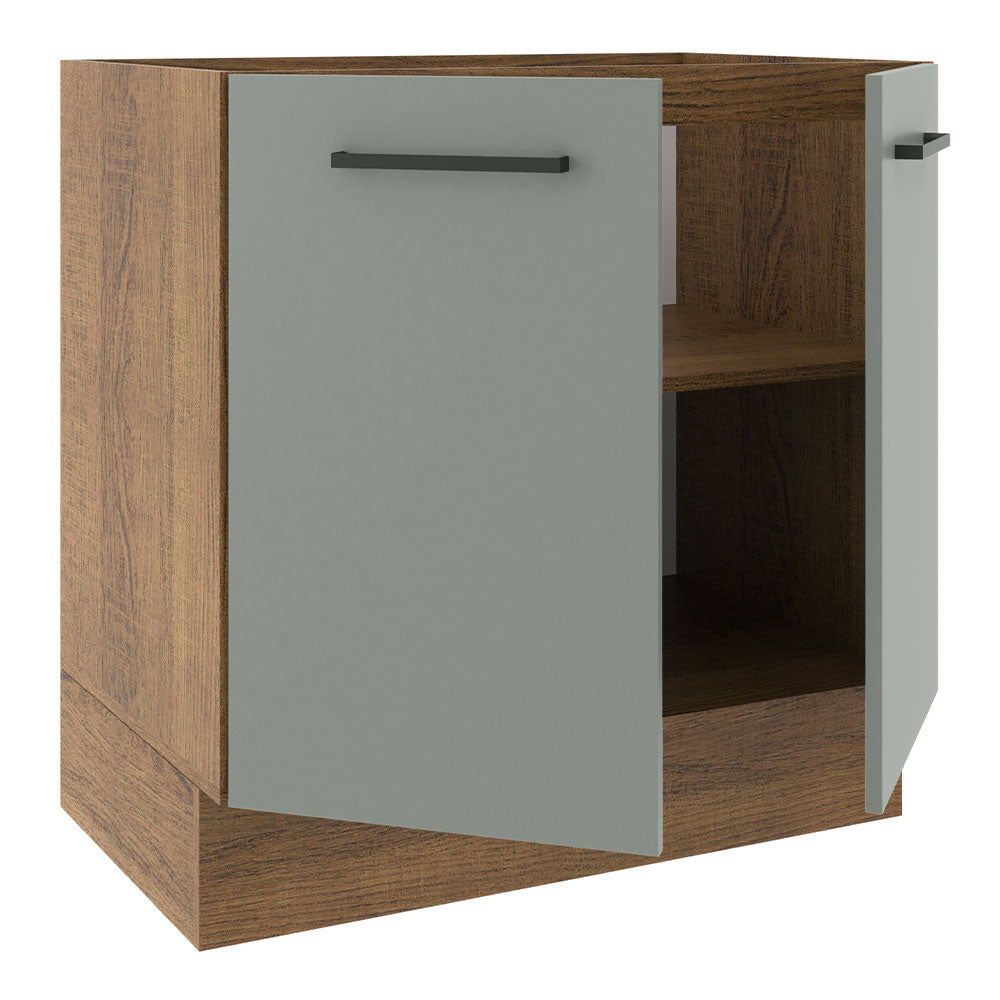 Bajo Mesada 80 cm x 60 cm, 2 Puertas Agata Marrón/Gris