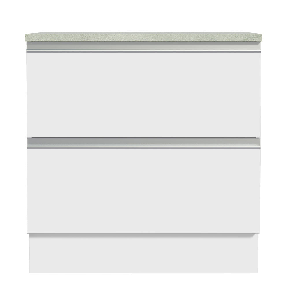 Bajo Mesada de Cocina 80 x 60 cm 2 Cajones (Con Mesada) Blanco Glamy Madesa