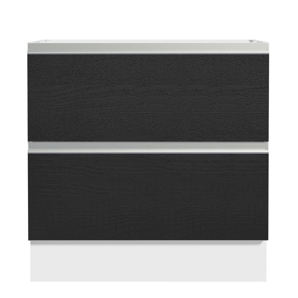 Bajo Mesada de Cocina 80 x 60 cm 2 Cajones (Sin Mesada) Blanco/Negro Glamy Madesa