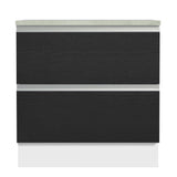 Bajo Mesada de Cocina 80 x 60 cm 2 Cajones (Con Mesada) Blanco/Negro Glamy Madesa