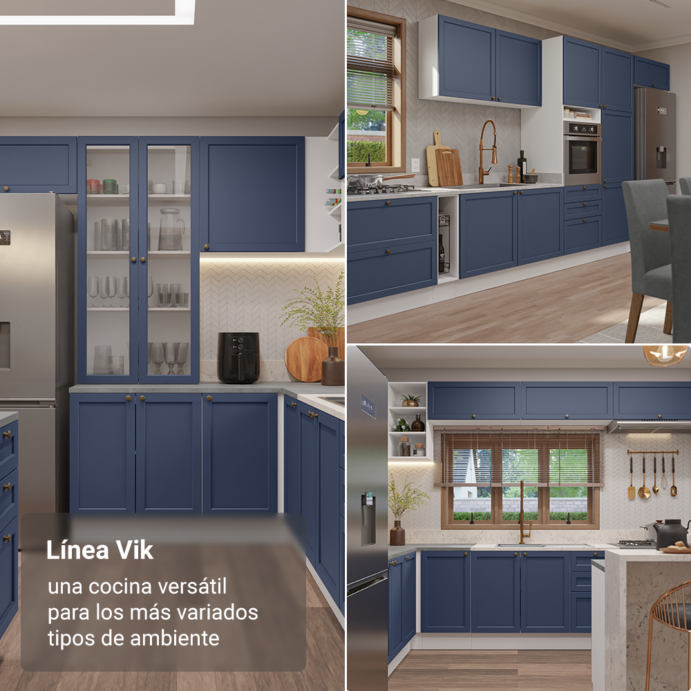 Despensero 60 x 60 cm 3 Puertas Blanco/Azul Vik Madesa