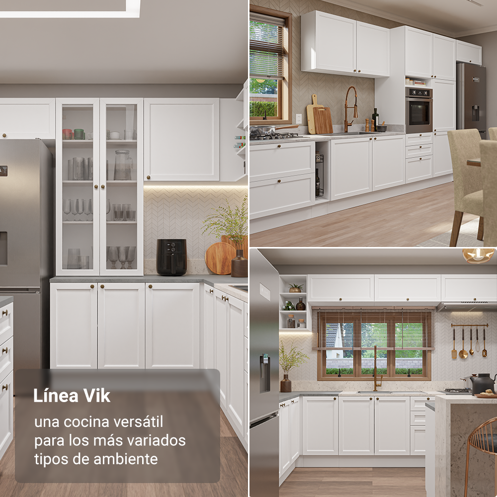Mueble de cocina para Horno/ microondas 60 x 60 cm 1 Puerta 3 Cajones Blanco Vik Madesa