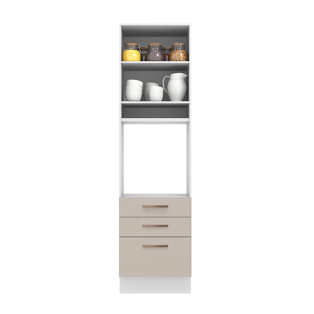 Mueble de Cocina para Horno 60 x 60 cm 1 Puerta 3 Cajones Blanco/Crema Agata Madesa