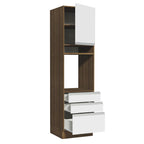Mueble de cocina para Horno/Microondas 60 x 60 cm 1 Puerta y 3 Cajones Marrón/Blanco Glamy Madesa
