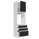 Mueble de cocina para Horno/Microondas Madesa Glamy 60 x 60 cm 1 Puerta 3 Cajones Blanco/Negro