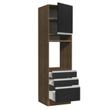 Mueble de cocina para Horno/Microondas Madesa Glamy 60 x 60 cm 1 Puerta 3 Cajones Marrón/Negro