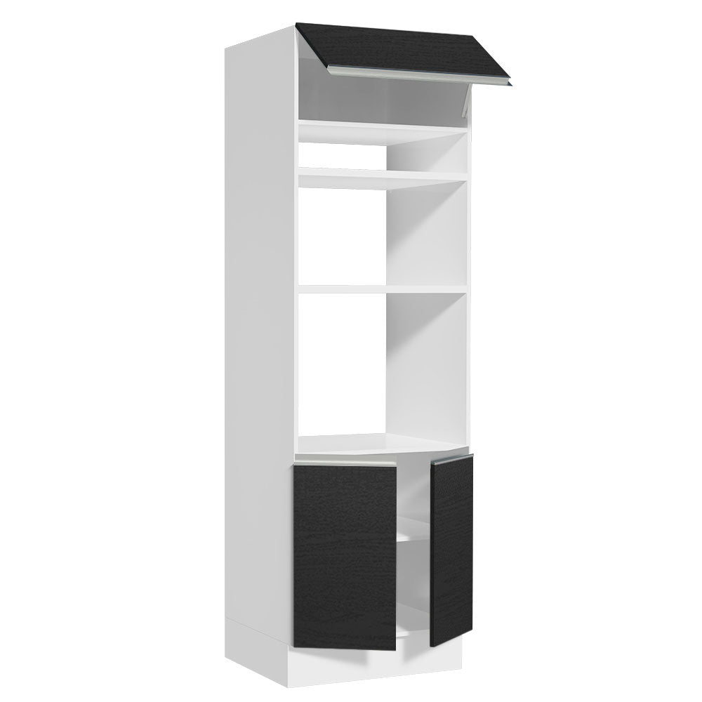 Mueble de cocina para Horno/Microondas Madesa Glamy 70 x 60 cm 3 Puertas Blanco/Negro