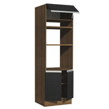 Mueble de cocina para Horno/Microondas Madesa Glamy 70 x 60 cm 3 Puertas Marrón/Negro