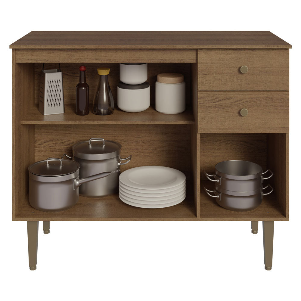 Bajo Mesada para Bacha 3 Puertas y 2 Cajones 105cm Marrón Gourmet