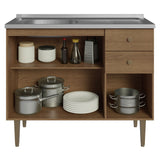 Bajo Mesada 3 Puertas y 2 Cajones 105cm con Bacha Marrón Gourmet